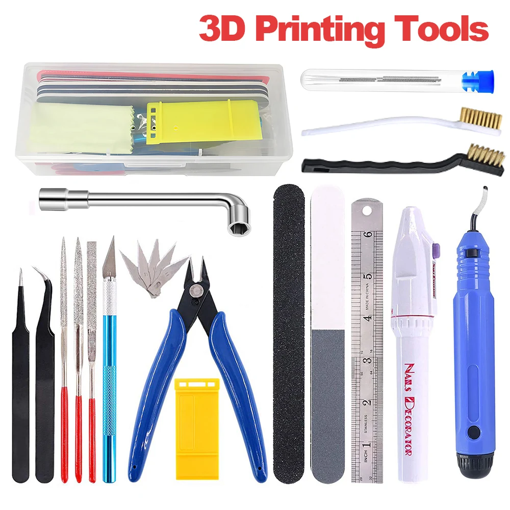 Kit de herramientas de impresora 3D de varios modelos, cuchillo de recorte, raspador, aguja de limpieza, pinzas, alicates, Kit de desbarbado, herramientas de impresión 3D DIY