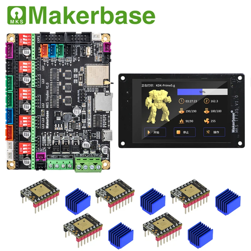 Makerbase-Placa de control de impresora 3D MKS tinybee, dispositivo ESP32 MCU mini 12864 tft35, pantalla WiFi, función Web, controlador a4988 tmc2209