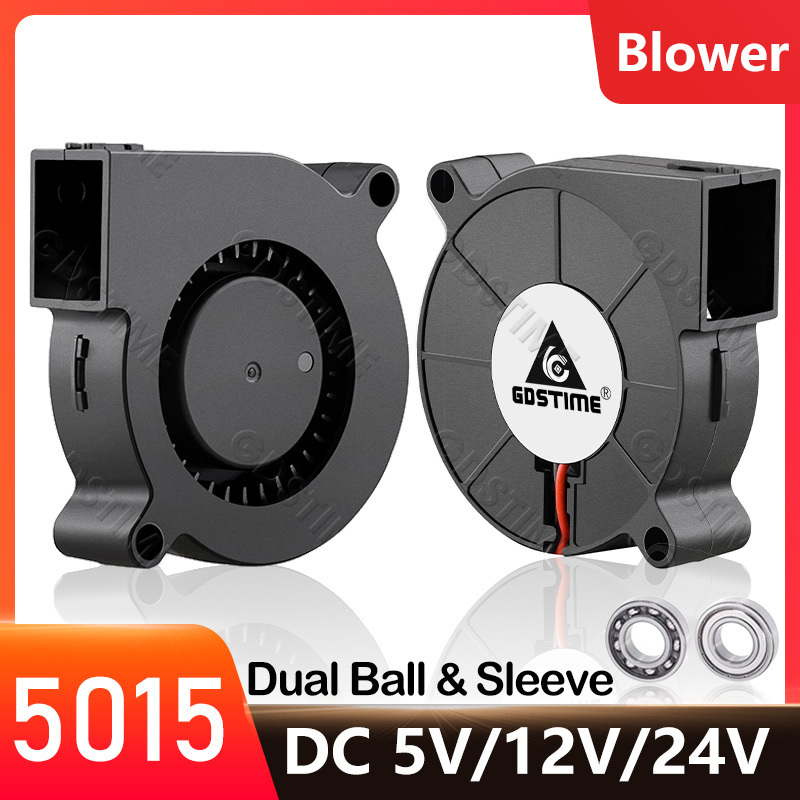 Gdstime DC 5V 12V 24V 50x50x15mm enfriador de doble bola ventilador Radial USB de 2 pines 5015 Turbo ventilador 5cm 50mm radiador para refrigeración de impresora 3D