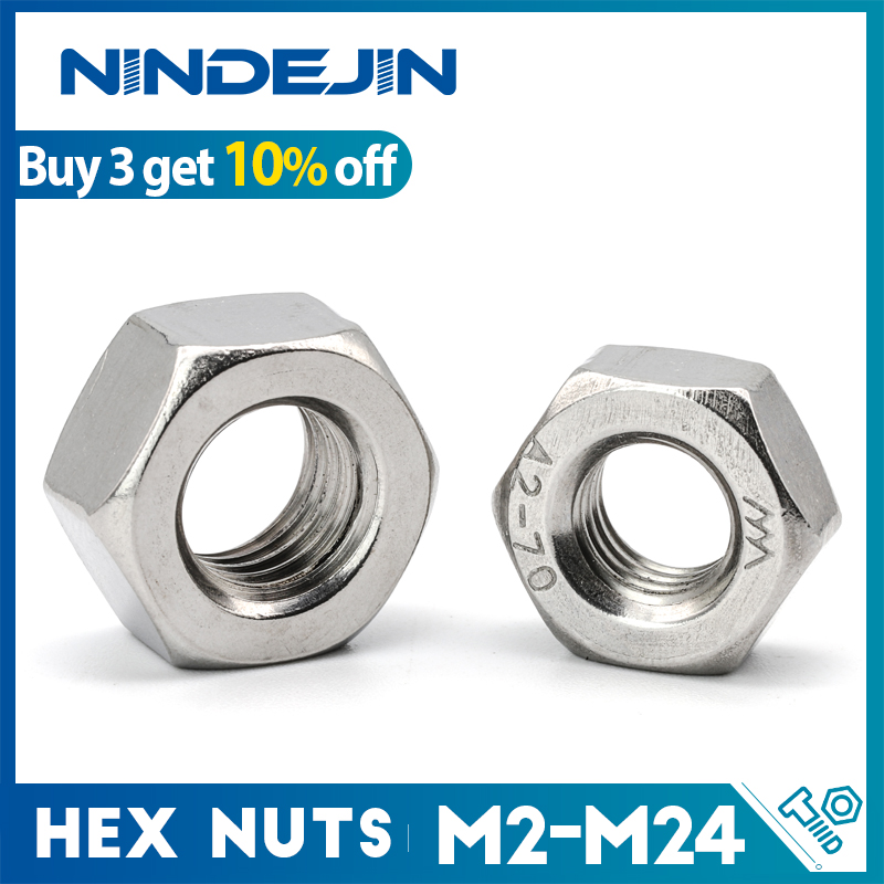 Tuercas hexagonales hexagonales Métricas DIN934 M2 M2.5 M3 M4 M5 M6 M8 M10 M12 M14 M16 M18 M20 M22 M24 Acero al carbono Tuercas hexagonales de acero inoxidable