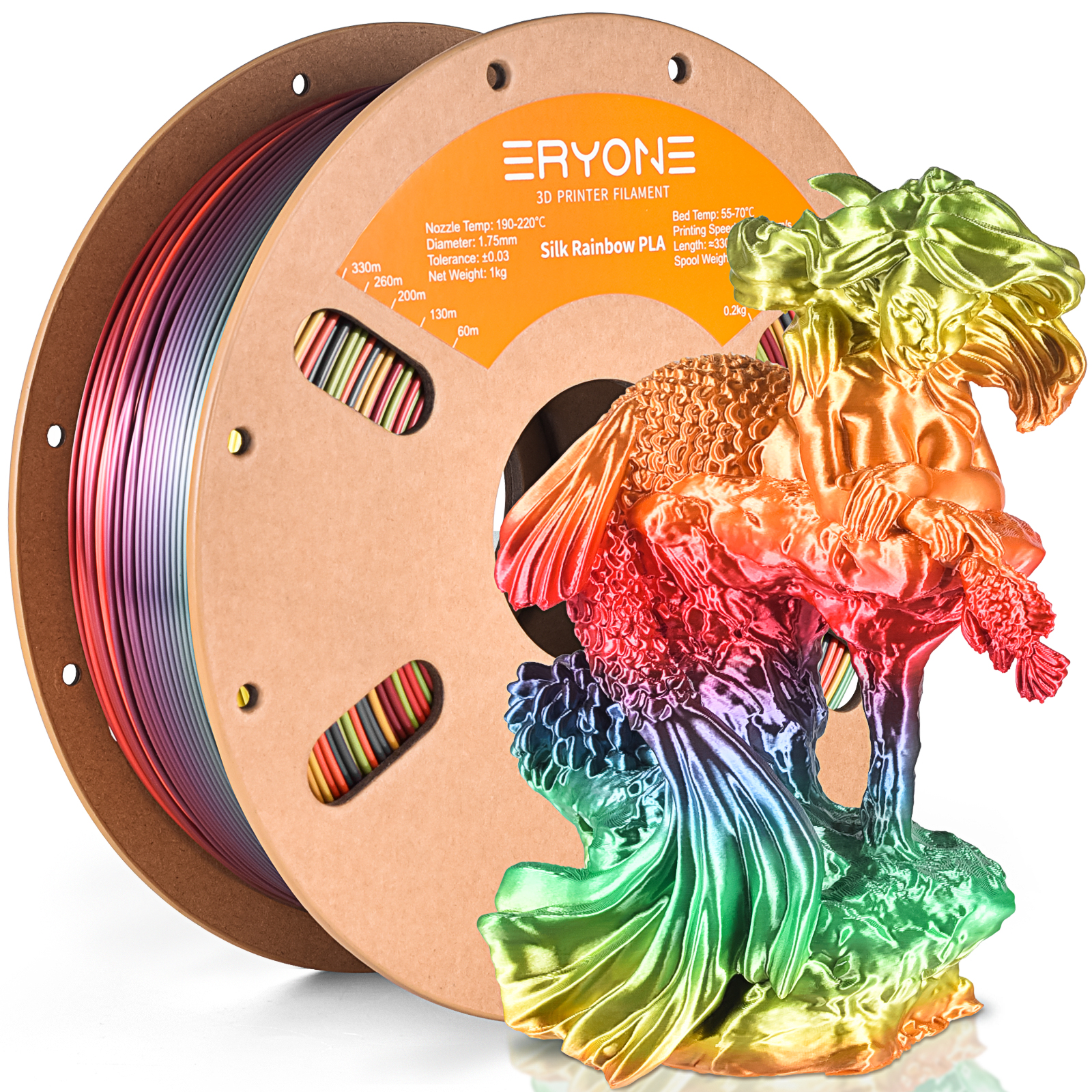 Filamento Eryone Silk Rainbow PLA 1KG 1,75mm ± 0,03mm excelente calidad para impresora 3D puesta de sol paleta vibratoria materiales arcoíris